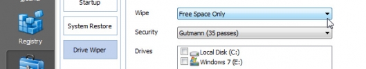 CCleaner wipe free space